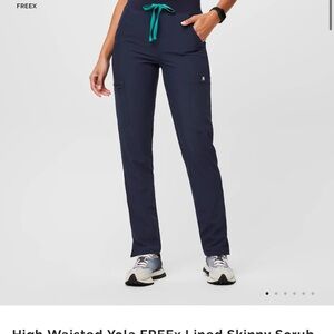 Navy Women's High Waisted Skinny Scrub Pants